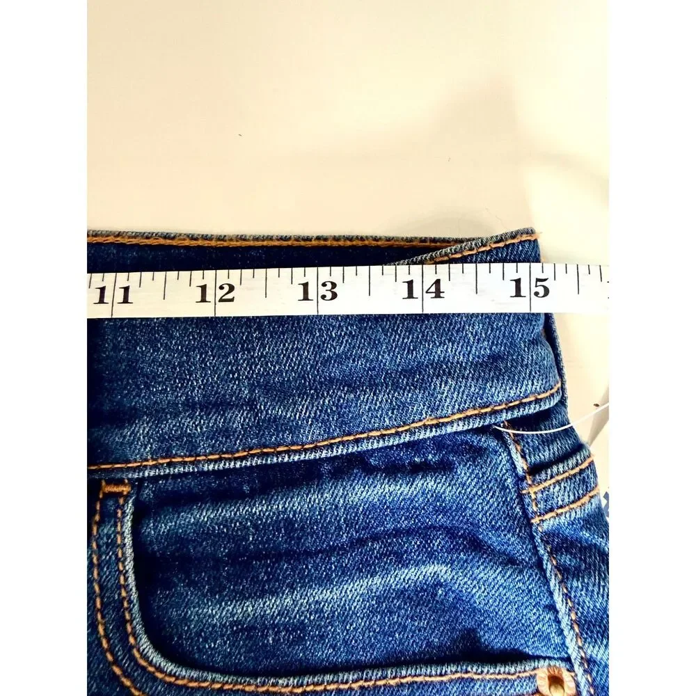Old Navy Boyfriend Denim Shorts Women Size 2‎ Dark Wash Raw Hem Stretch NWT